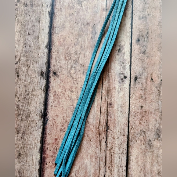 Original Designed Copper Concho Boho Western Necklace With Turquoise Suede Frnge - Picture 4 of 6